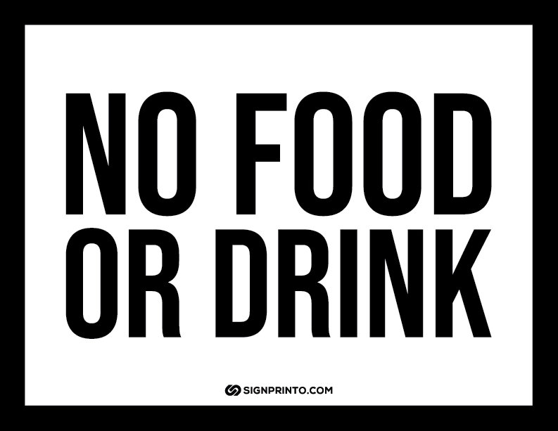 No Food Sign A4 Printable Preview