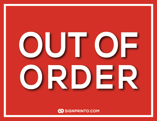Printable Out Of Order Sign –Red And White A4