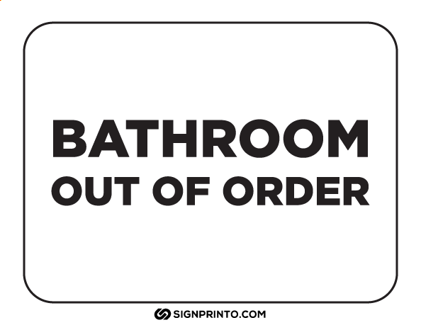 Bathroom Out of Order Sign A4 size Preview