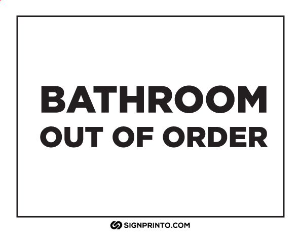  Bathroom Out of Order Sign A4 size Preview