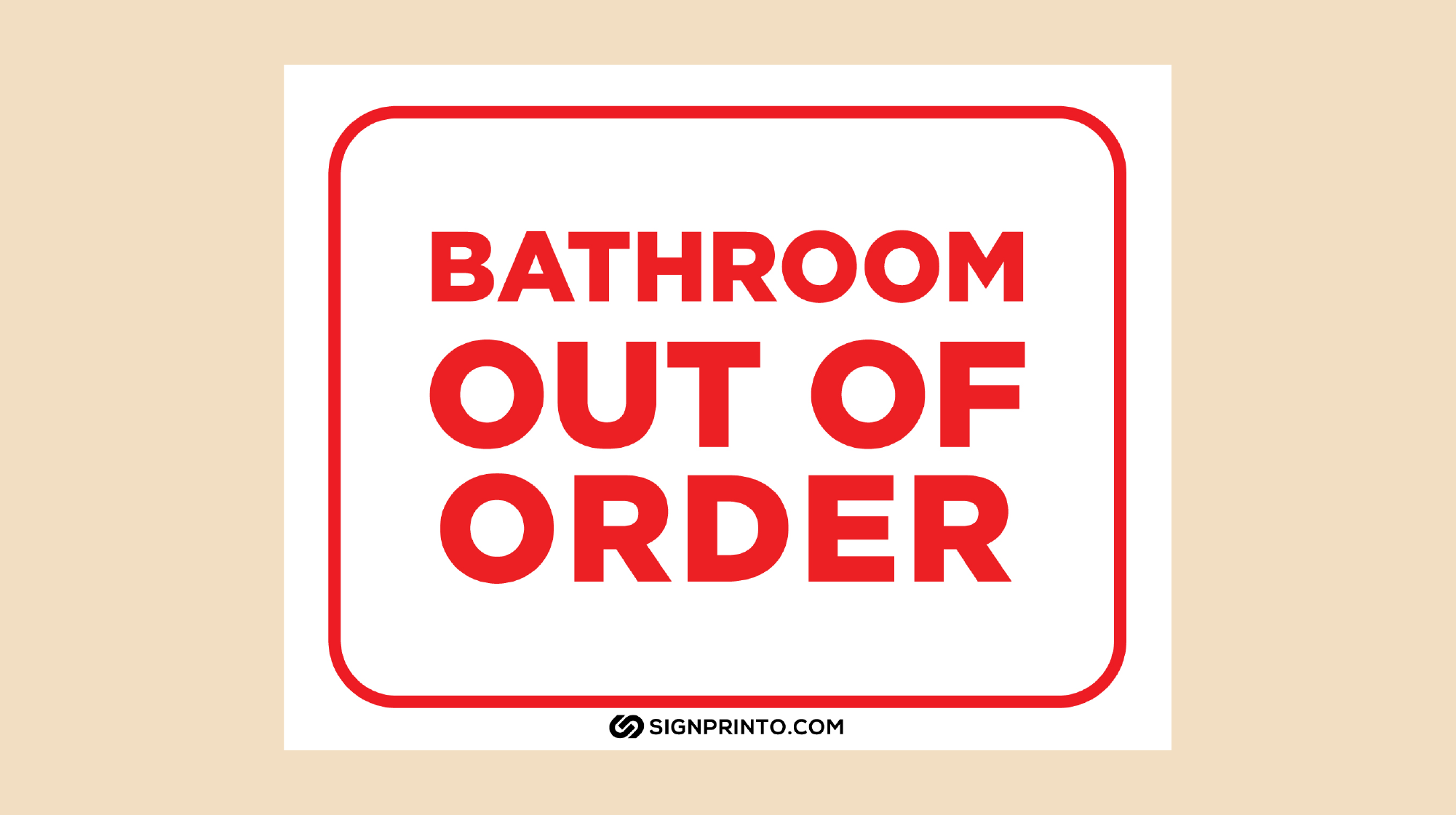 Red Color Bathroom Out of order Sign