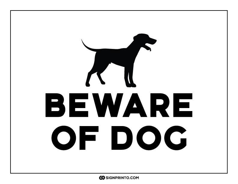 Beware Of Dog Sign A4 size Preview
