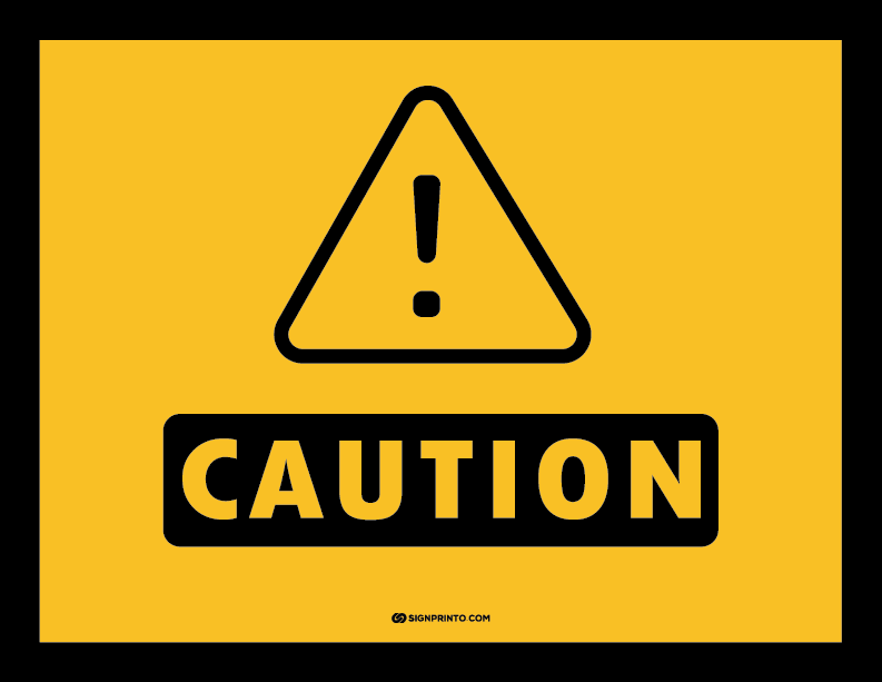  Caution Attention Sign A4 size Preview