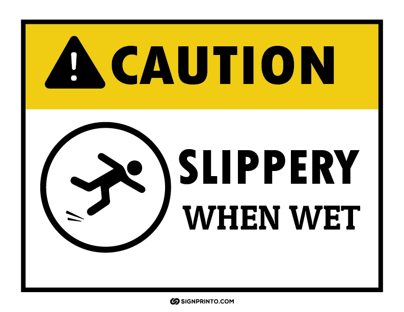 Slippery When Wet sign A4 size Preview