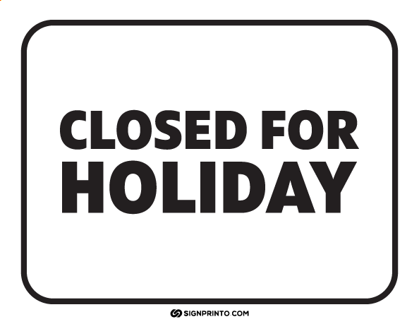  Closed For the Holiday Sign A4 size Preview
