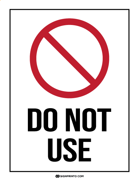 Do Not Use  Sign  A4 size Preview