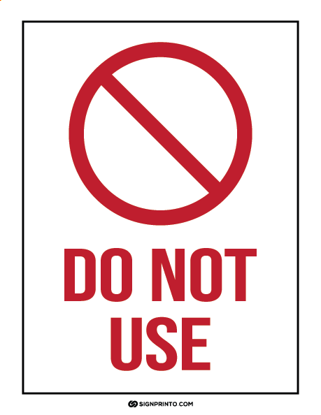 Do Not Use Sign A4 size Preview