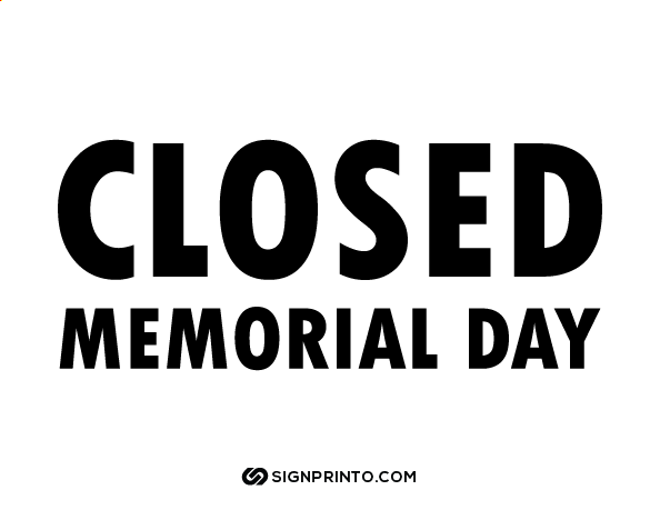 Memorial Day Closed Sign A4 size Preview