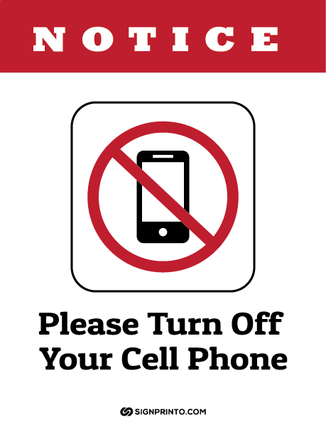 Notice Please turn off your cell phone sign