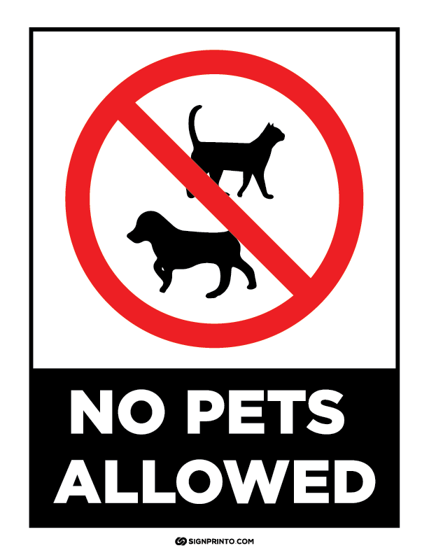 No Pets Allowed Sign A4 Printable Preview