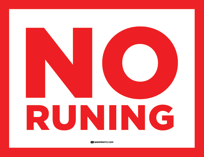No Running Sign A4 Printable Preview