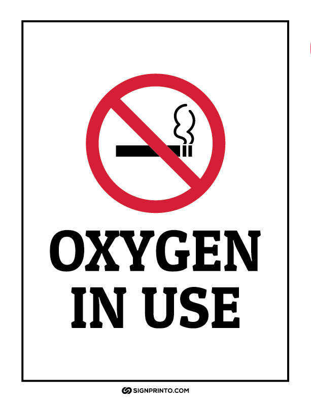 Oxygen In use Sign A4 size Preview