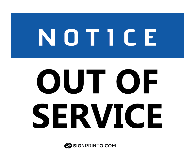  Out Of Service Sign A4 size Preview