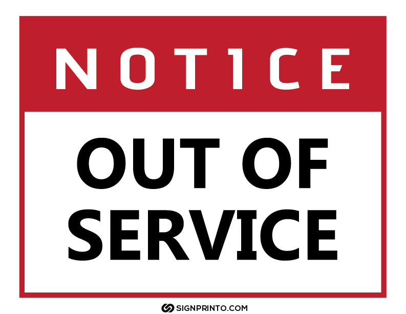  Out Of Service Sign A4 size Preview