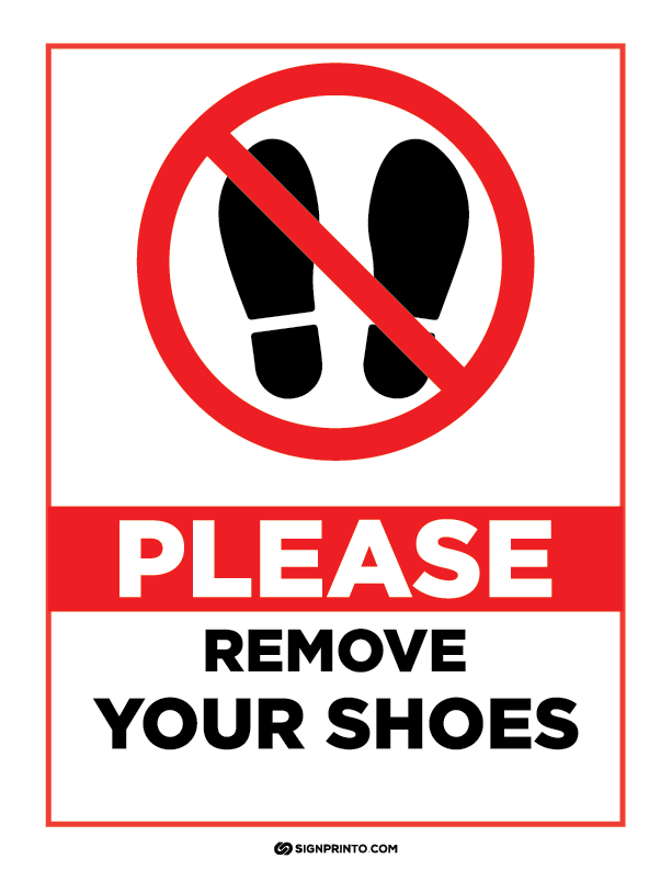 Please Remove Your Shoes Sign A4 size Preview