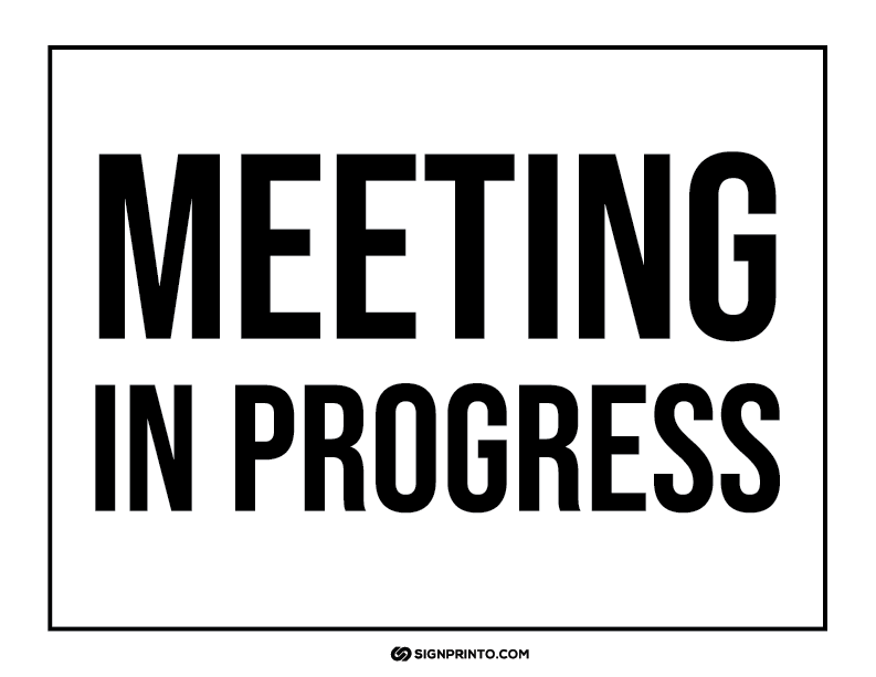 In a Meeting Sign A4 size Preview