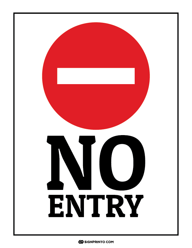 No Entry A4 size PDF design