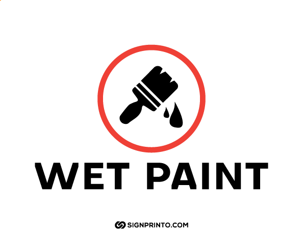 wet paint sign printable black without border