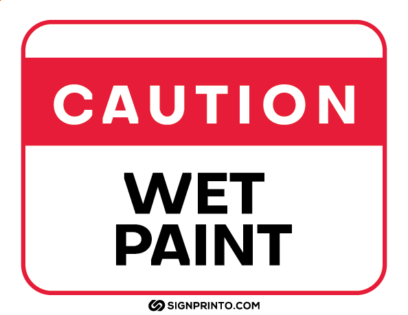 caution wet paint sign printable red 