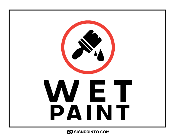 wet paint sign printable black text