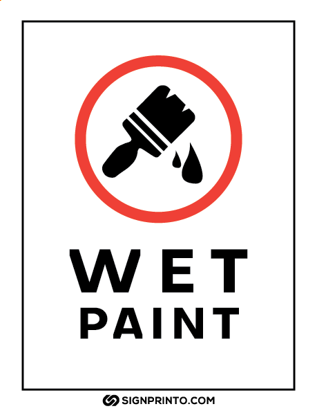 wet paint sign printable black vertical