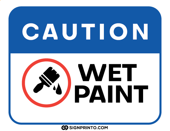 Blue Color Caution Wet Paint Sign