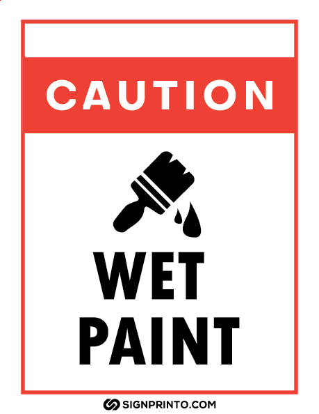 caution wet paint sign printable red and black