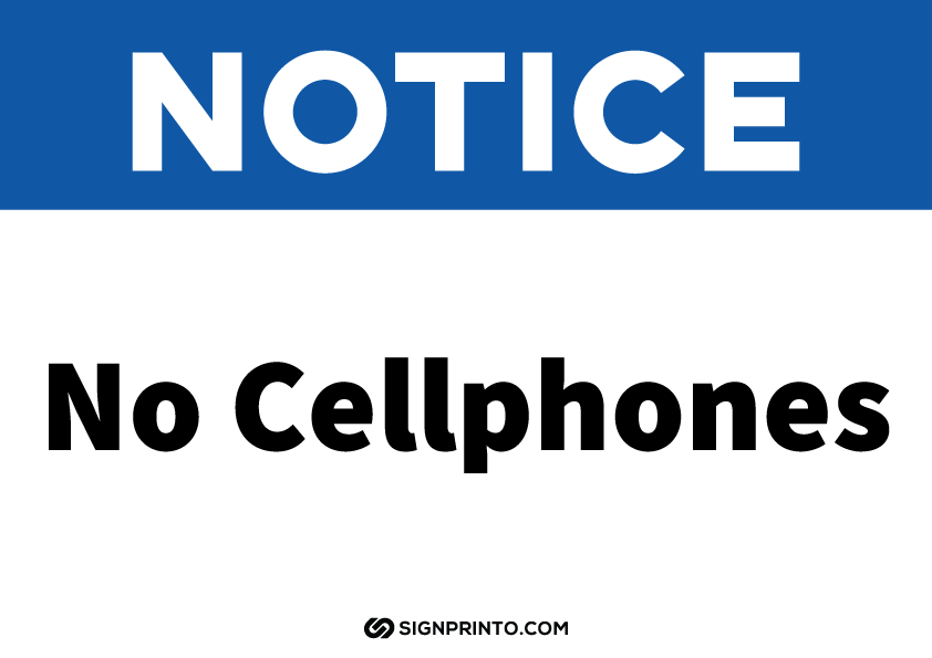 No Cellphones Sign Notice A4 Size Preview