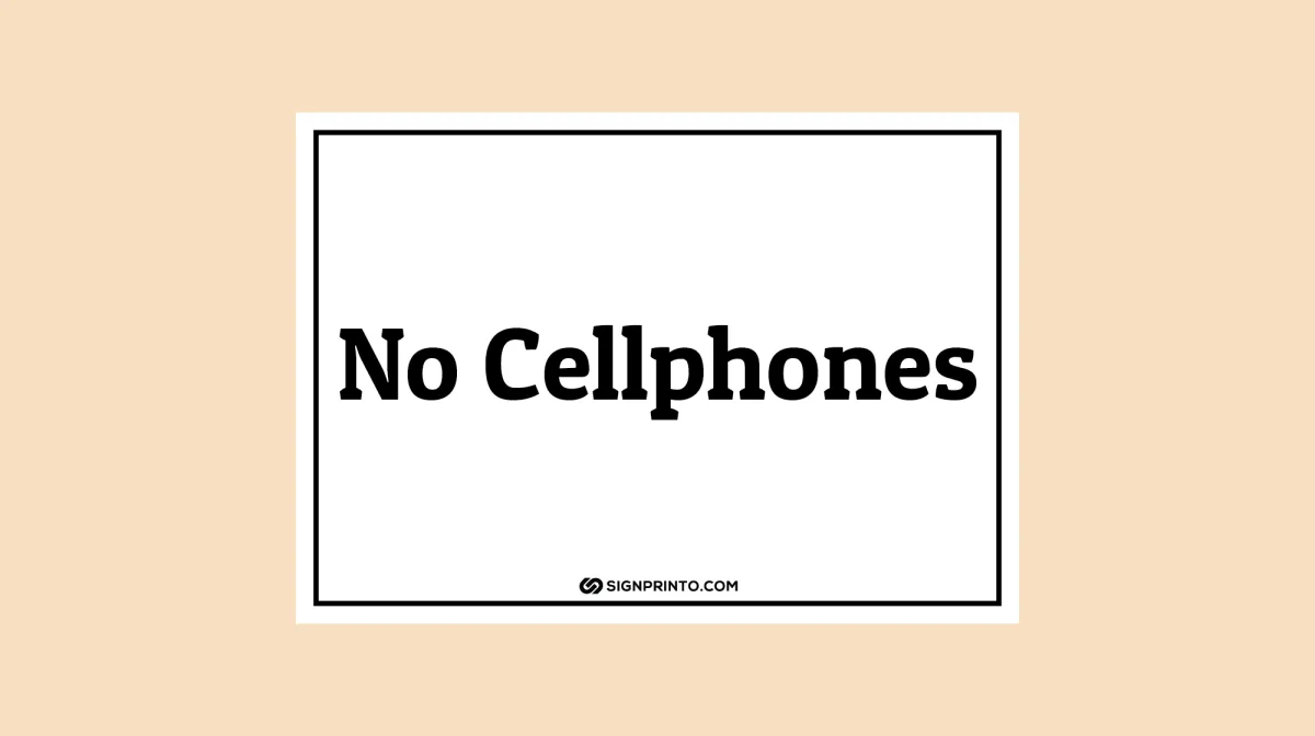 No Cellphones Sign Text black color