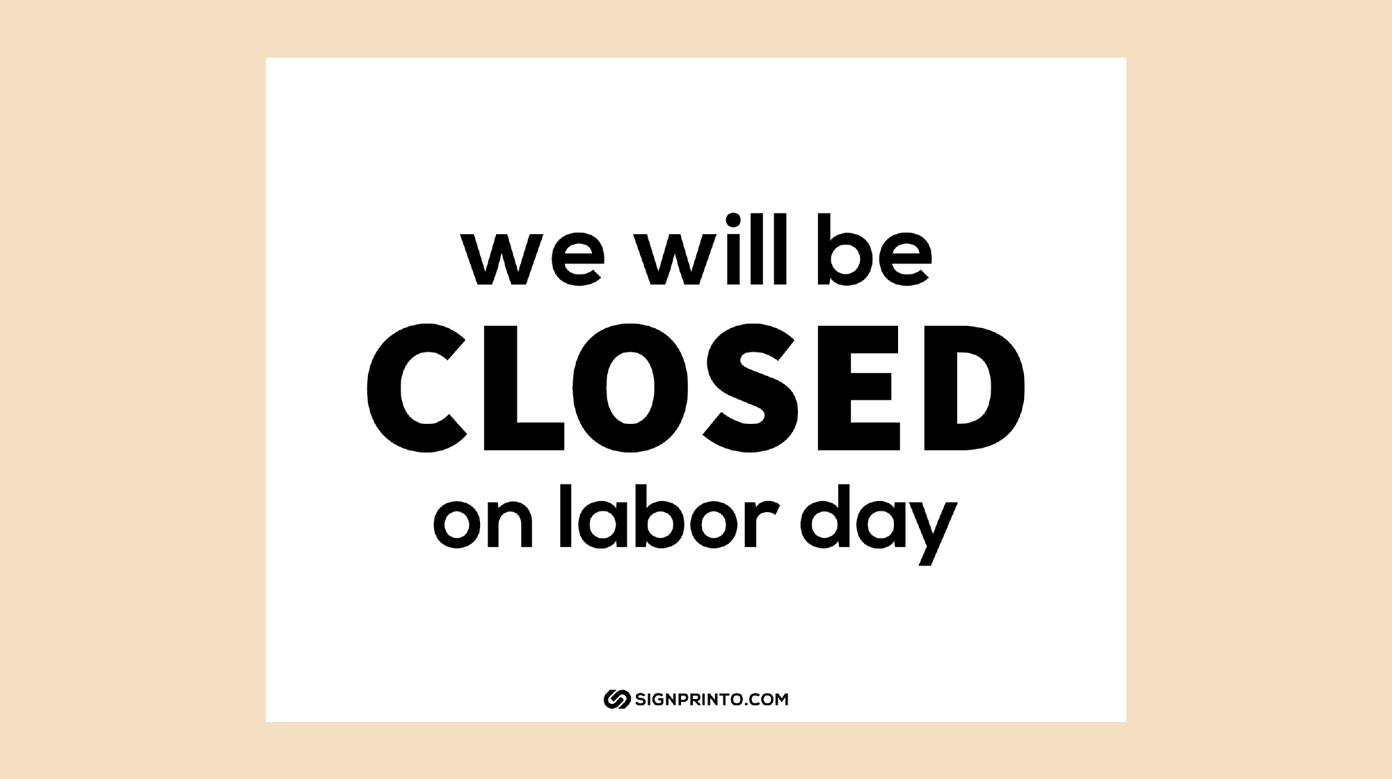 Printable Labor Day Closed Sign [Printable PDF DOWNLOAD]