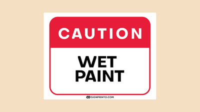 Printable caution wet paint sign Red color