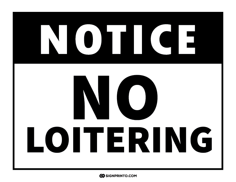 No Loitering Sign- Download Printable PDF