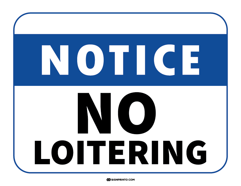 No Loitering Sign Free Printable PDF