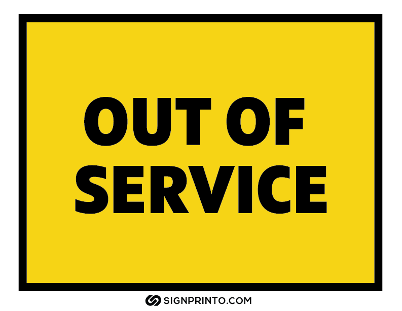 Out Of Service Sign Printable PDF