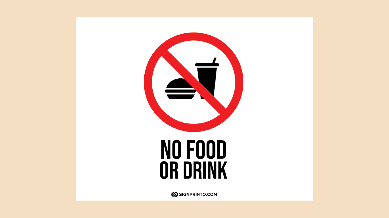 No Food Sign (Or Drink) Printable PDF