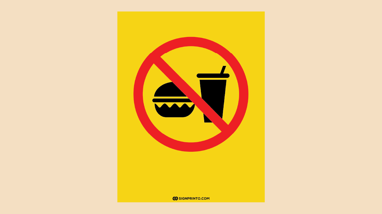 No Food Sign Yellow color FREE printable PDF