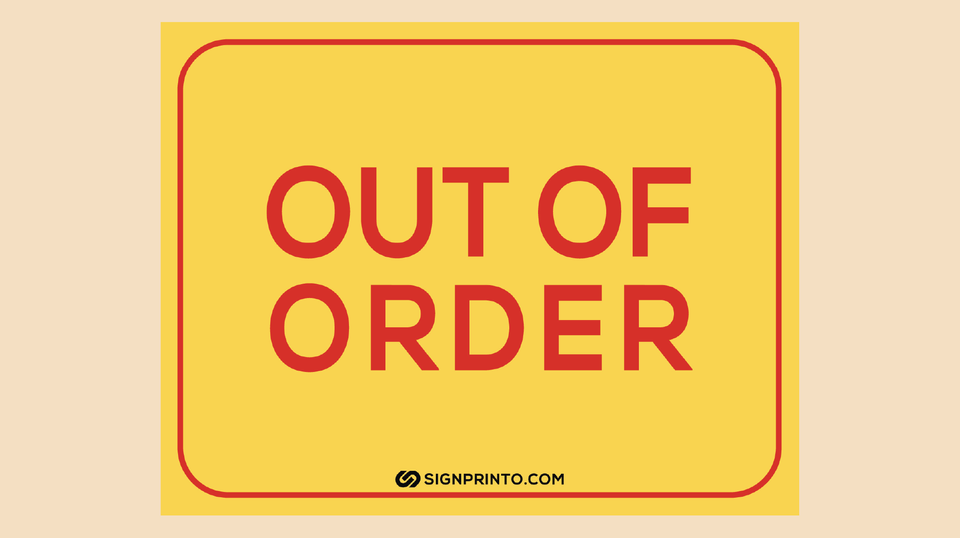 Out Of Order Sign – Red Color Text [PDF]