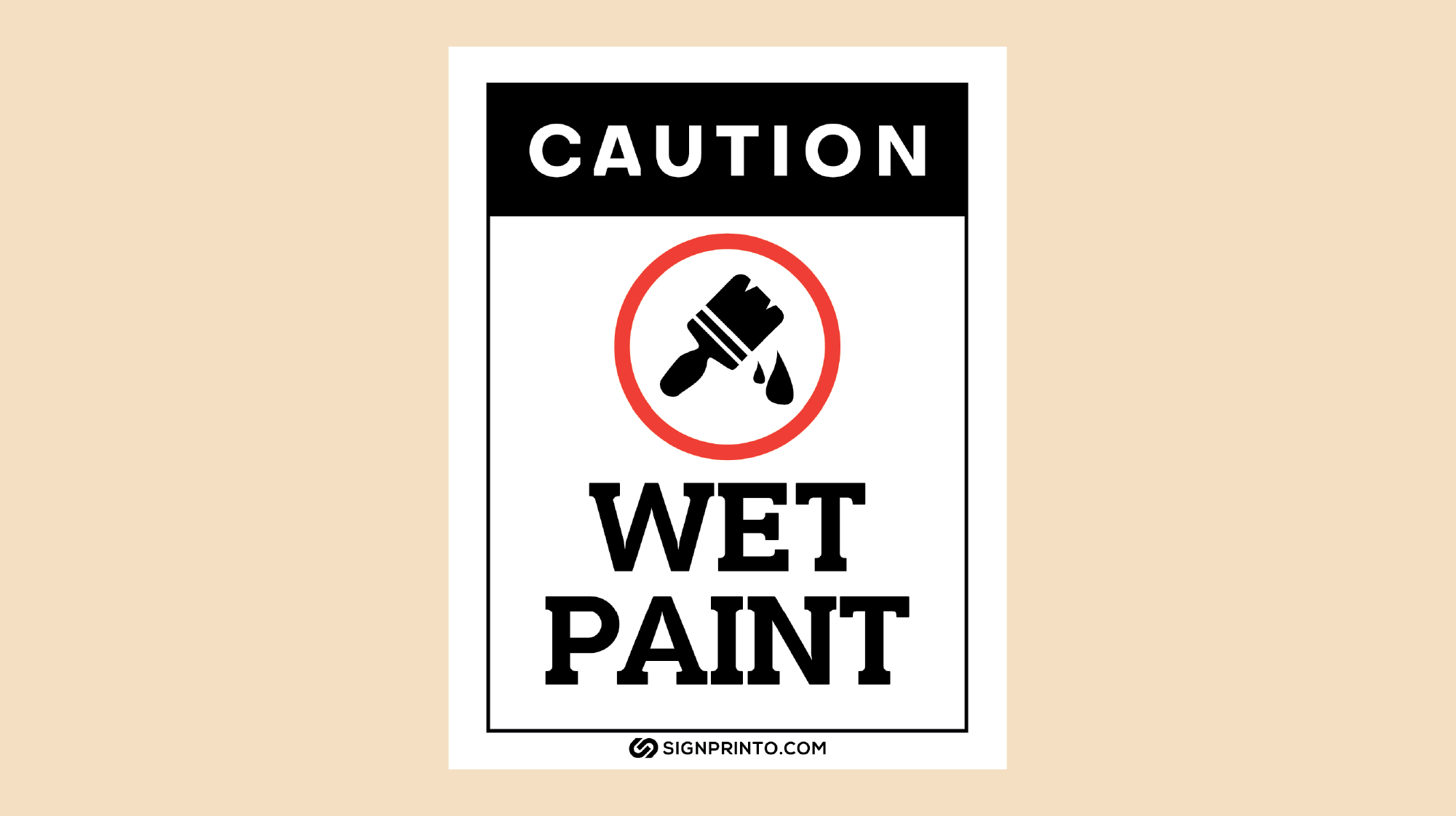 Caution Wet Paint Sign – Black Color [PDF]