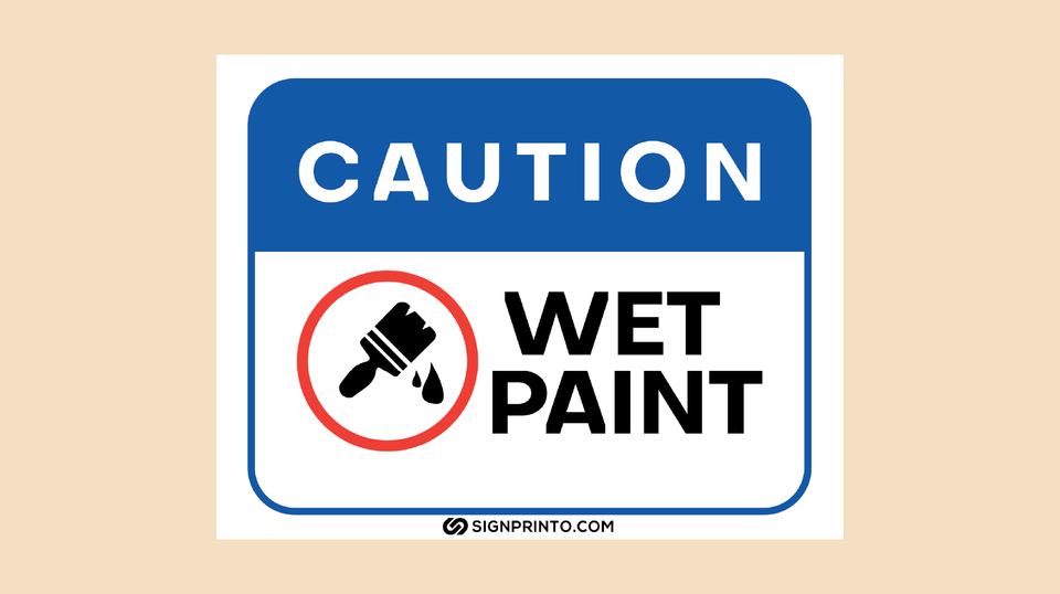 Blue Color Caution Wet Paint Sign-Printable PDF
