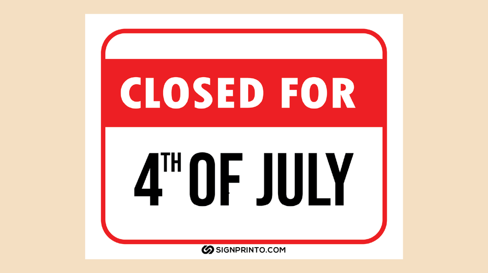 Printable Closed For 4th Of July Sign PDF