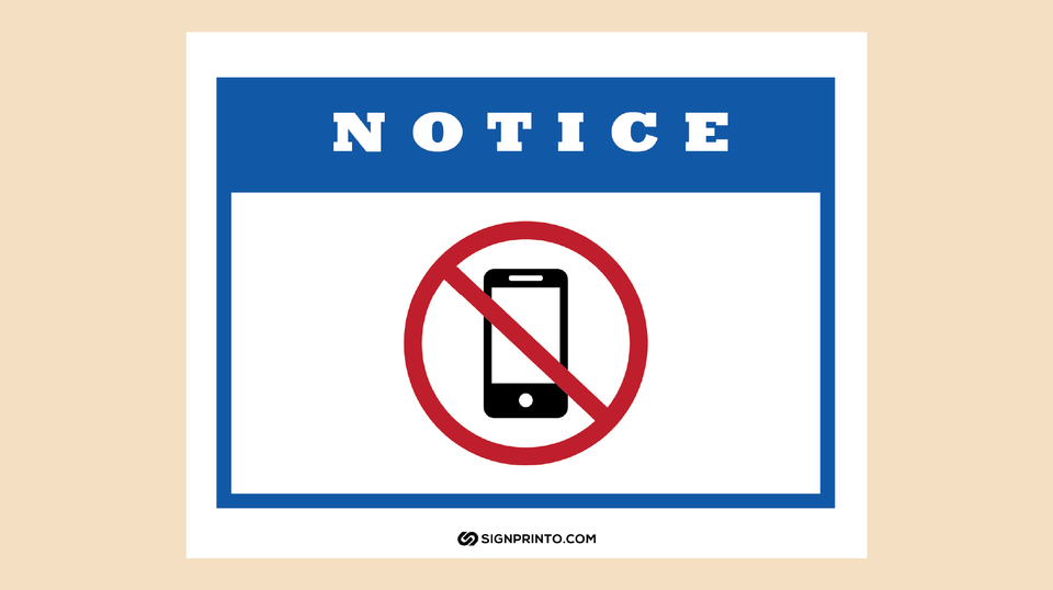 Notice No Cell Phone Sign Blue Color ( Printable )