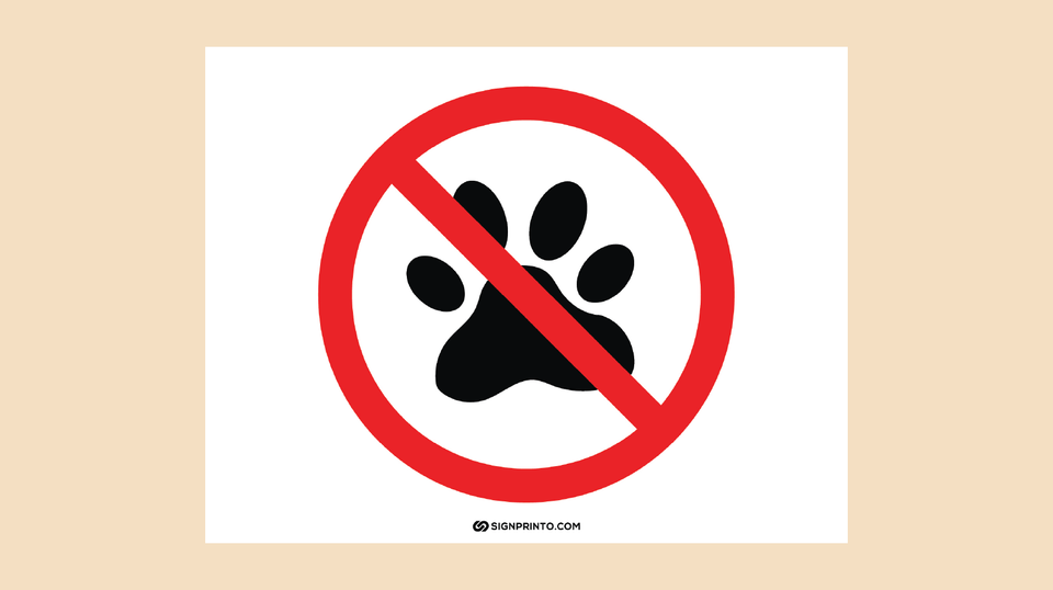 No Pets Allowed Sign Dog Paw Symbol FREE printable PDF