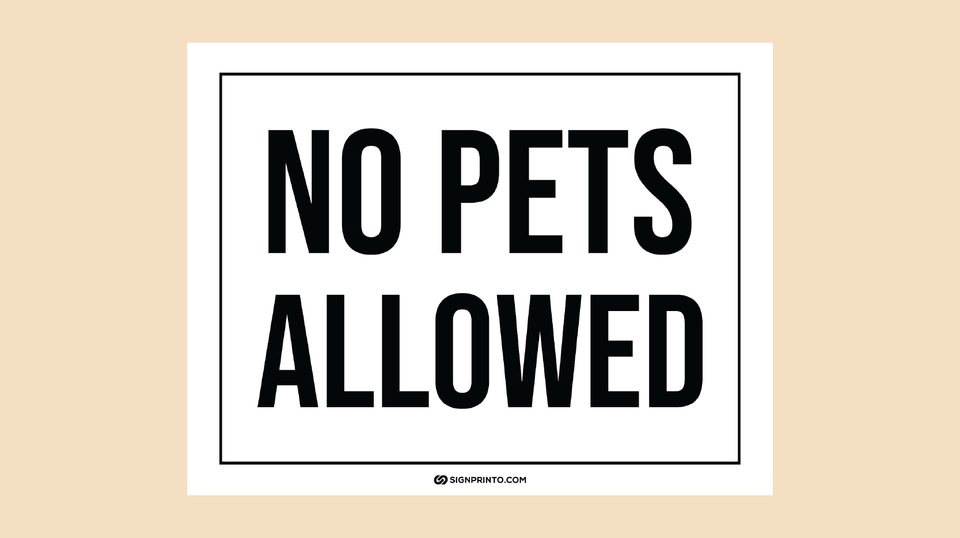 FREE printable No Pets Allowed Sign PDF