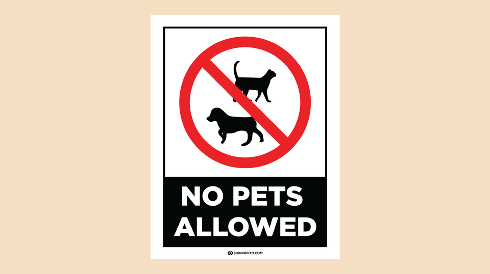 Printable No Pets Allowed Free Download PDF