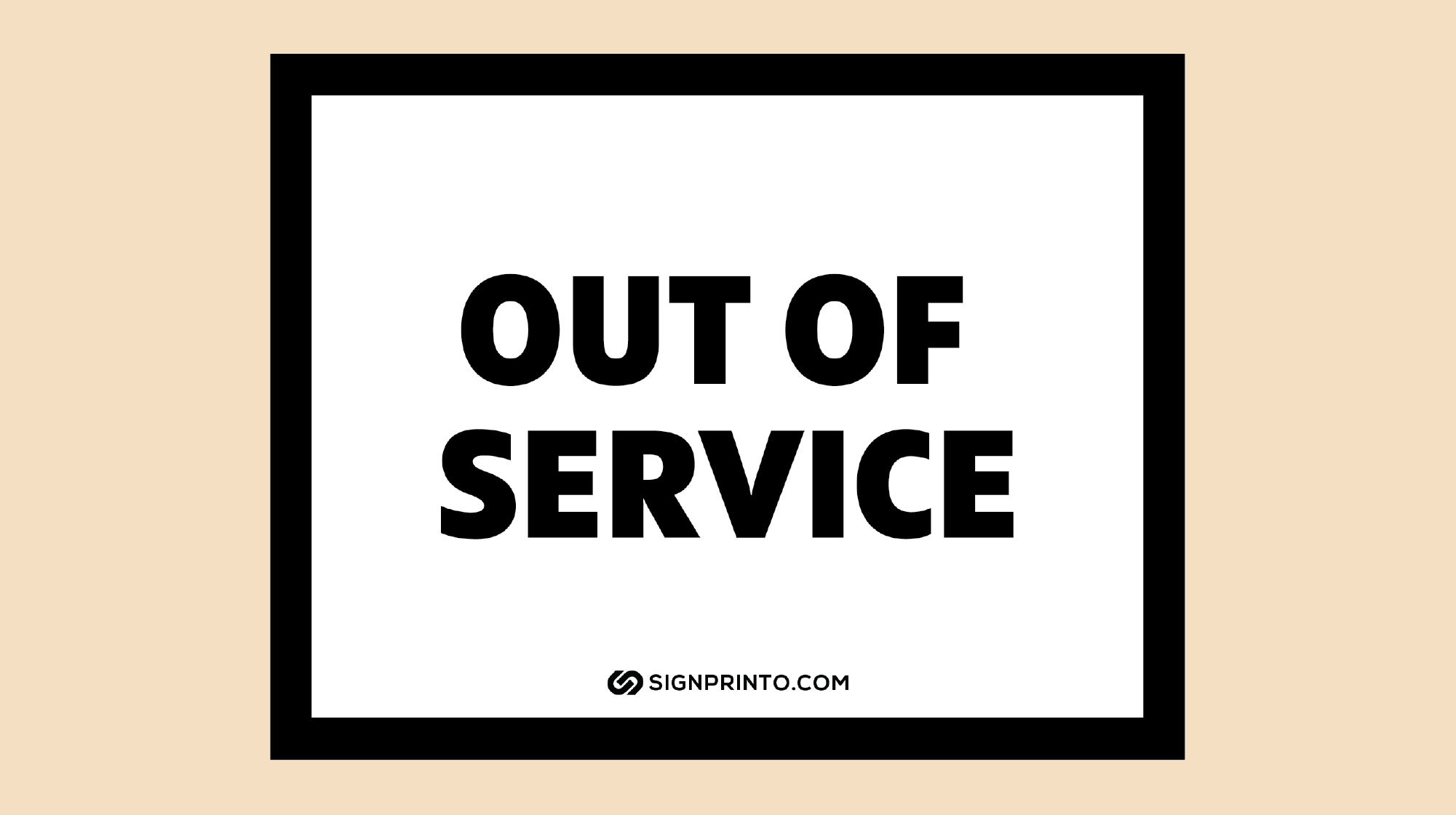 Out Of Service Sign Printable PDF Black Color