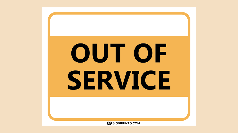Printable Out Of Service Sign PDF