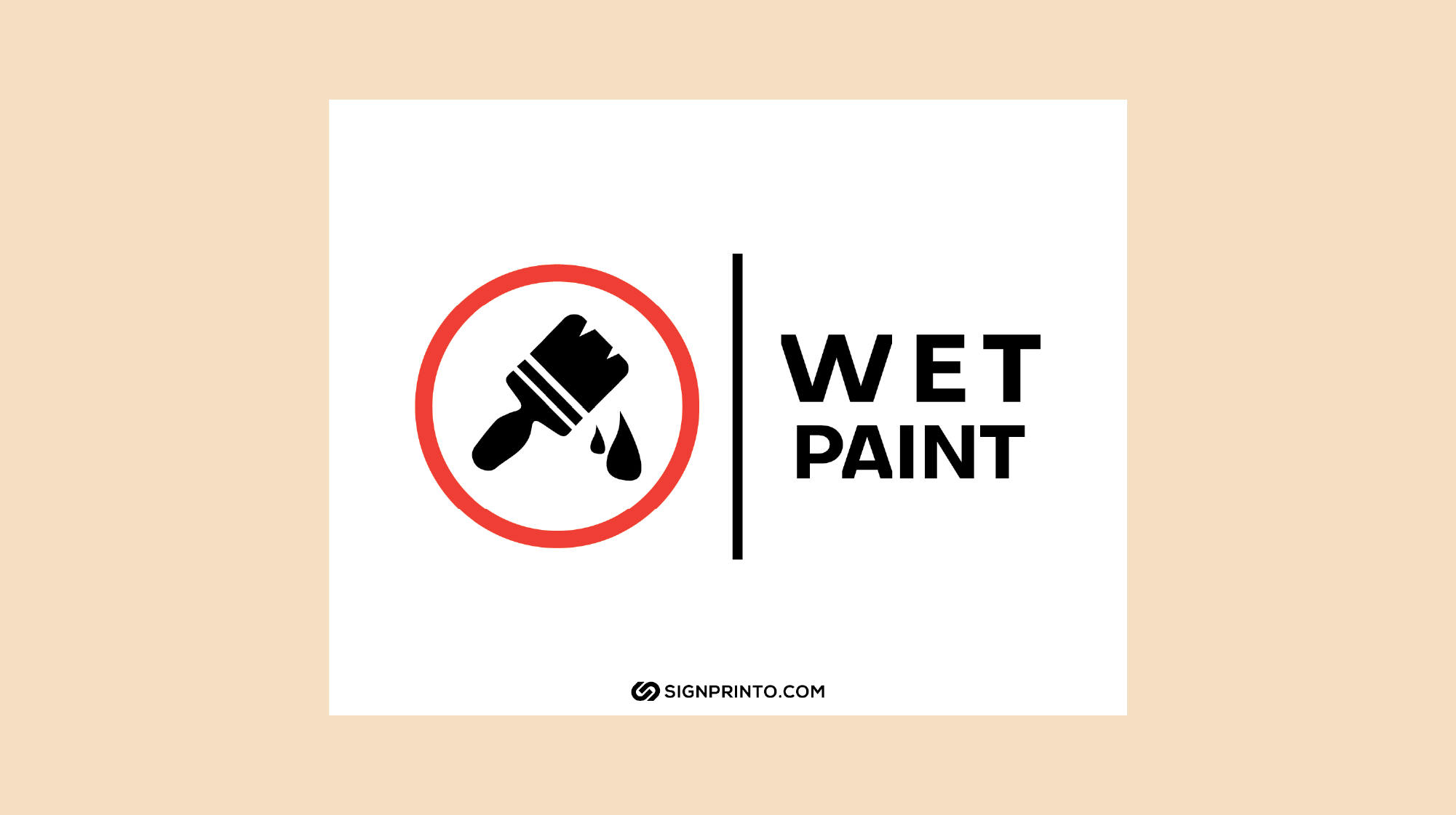 Printable black color wet paint sign