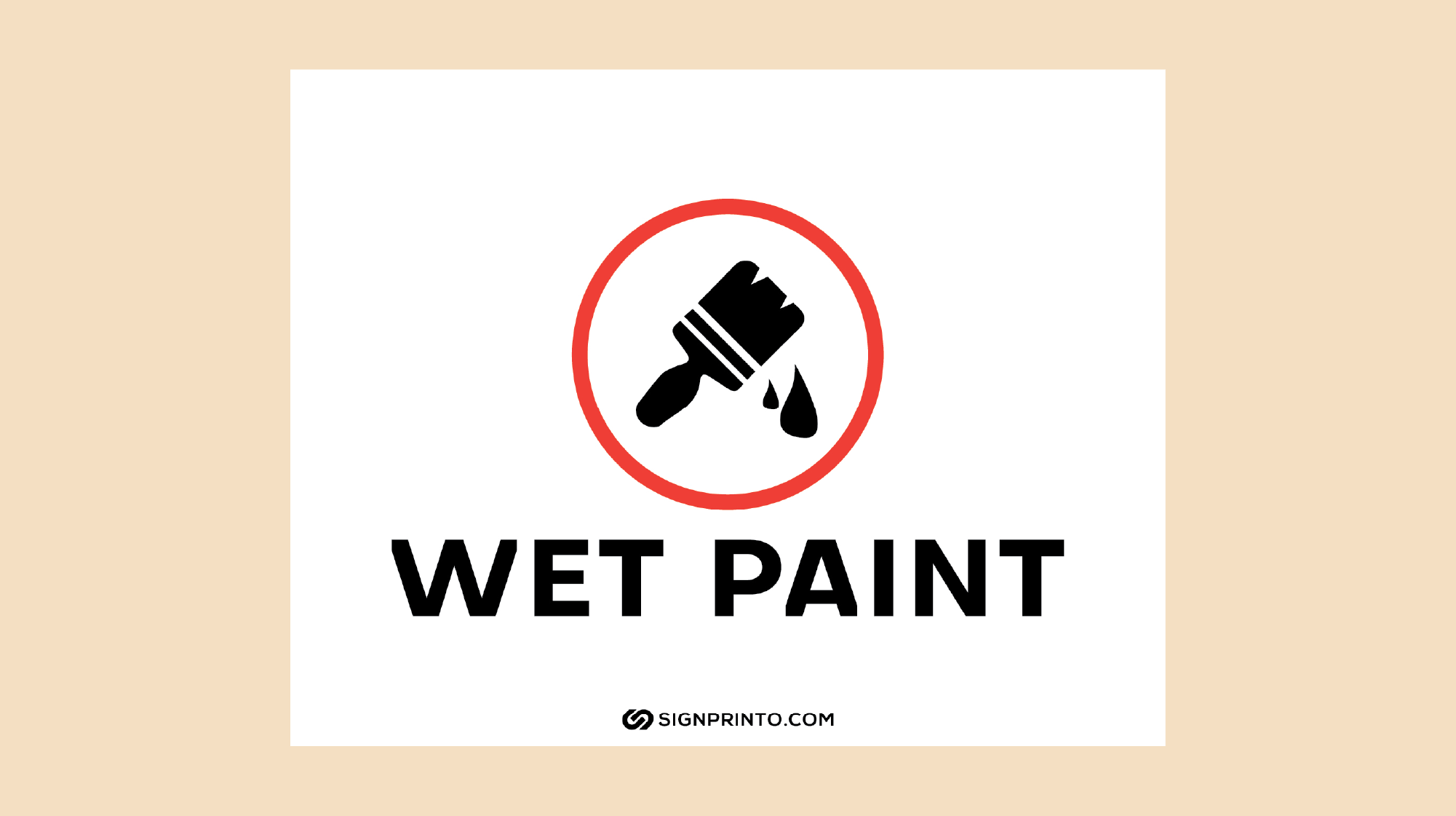 Streamlined Caution: Black Borderless Wet Paint Sign - Free and Printable