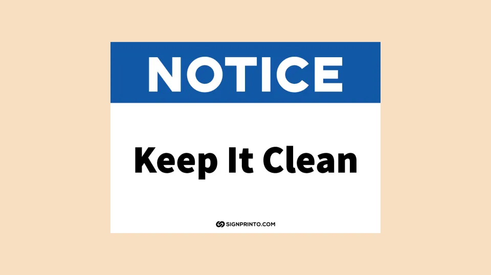 Download Printable  Keep It Clean Sign Notice[PDF]